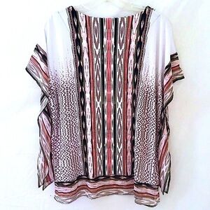 3/$30 JM COLLECTION Studded Top w/Tandoori Geometric Print